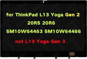 GBOLE Screen Replacement for Lenovo ThinkPad L13 Yoga Gen 2 20R5 20R6 5M10W64463 5M10W64466 LCD Touch Screen Bezel Display Digitizer Assembly