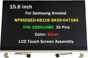 GBOLE For Samsung NP950QED-KB1US AMOLED BA59-04716A LCD Touch Screen Assembly FHD 1920x1080 30 Pins Silver