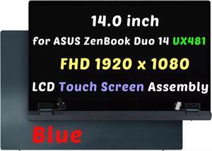 GBOLE 14.0" For ASUS ZenBook Duo UX481F UX481FA FHD 1920x1080 LCD LED Touch Screen Digitizer Assembly Blue