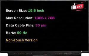 GBOLE 15.6" for Dell DP/N 096M67 PHX9C 0PHX9C HD 1366 * 768 30 pin LCD Replacement Non-Touch Screen Display Panel(NO Tabs)