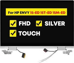 GBOLE 15.6" LCD Screen Replacement Full Top Complete Assembly for HP ENVY X360 15T-ED100 15-ED0003CA L93180-001 FHD 1920 * 1080 Touch Silver