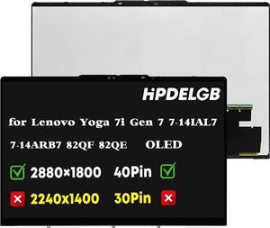 GBOLE Replacement for Lenovo Yoga 7i Gen 7 7-14IAL7 7-14ARB7 82QF 82QE 2022 14.0" 2.8K 2880×1800 IPS OLED LCD Touch Screen Display Digitizer Assembly