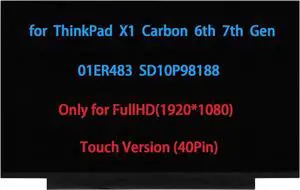 GBOLE 14" Screen Replacement for Lenovo ThinkPad X1 Carbon 6th 7th Gen 20KG 20KH 20QD 20QE 20R1 20R2 01ER483 SD10P98188 LCD Touch Screen 40pin FHD 1920x1080 (Only for Touch)