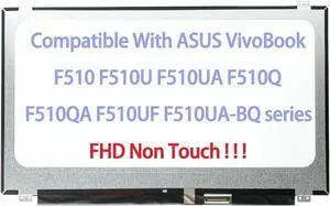 GBOLE 15.6" Replacement for ASUS VivoBook F510U F510UA F510Q F510QA F510UF F510UA-AH50 F510QA-WB91 F510UA-BQ F510UA-AH51 F510UA-AH55 90NB0MD2-M01350 LCD Display Screen Replacement FHD Non Touch