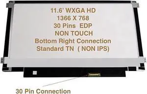 GBOLE Screen Replacement for Lenovo N21 N22 N23 80S6 80SF Series 11.6" LED LCD 1366*768 eDP 30PIN Matte Non-touch