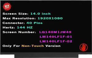 GBOLE 14.0" Non-Touch Screen Replacement for Asus ROG Zephyrus G14 GA401IV GA401IV-BR9N6 LCD Display Panel FHD 1920 * 1080 40 pin 120HZ (Compatible with 144 HZ)