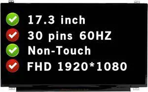 GBOLE 17.3" Screen Replacement Compatible with HP ZBook 17 G4 G5 G6 FHD 1920x1080 30 pins 60 HZ LCD Non-Touch Display Panel (Not for 120HZ)