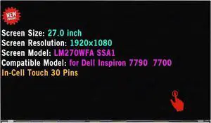 GBOLE Replacement for Dell Inspiron 7700 27" Borderless LCD Screen All in One Touchscreen FHD LM270WFA (SS)(A1) LM270WFA-SSA1 (only for Touch Version)