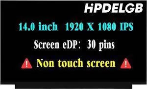 GBOLE Screen Replacement 14" B140HAN04.0 for HP Elitebook 840 G5 FHD 1920x1080 30PIN LED Display Screen LCD Laptop Digitizer Panel Non-Touch Screen