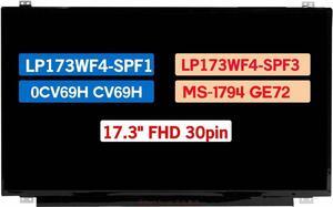 GBOLE 17.3" Display Panel LP173WF4-SPF1 LP173WF4-SPF3 for Dell 0CV69H CV69H for MSI GE72 6QF Apache Pro MS-1794 LCD Non-Touch Screen Replacement