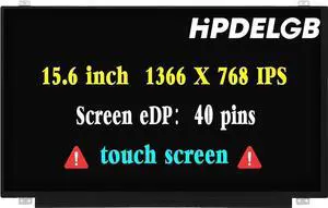 GBOLE Replacement for HP 15-BS 15-bs144wm 15-BS060WM 15-BS070WM LCD Screen 15.6 inch 40 Pins 60Hz HD 1366X768 IPS LCD Screen Display(Only for Touch Version)