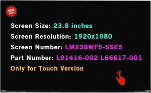 23.8" Screen Replacement for HP 24-D 24-df0014 Touch Screen LCD Display FHD(1920x1080) (Only for Touch Version !!)