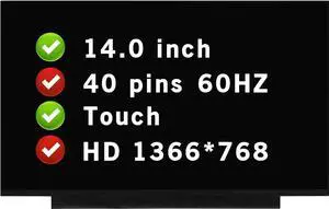 GBOLE 14.0" Screen Replacement Compatible with Acer Chromebook 314 CB314-1HT-C3ET HD 1366 * 768 40 pins LCD Touch Display Panel (Not for Winbook)