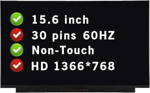 GBOLE 15.6" Screen Replacement Compatible with HP 15-EF1005DS 15-EF1009CA 15-EF1009LA HD 1366x768 30 pins 60 HZ LCD Non-Touch Display Panel (Not for FHD)