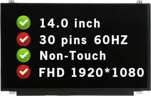 GBOLE 14.0" Screen Replacement Compatible with HP Probook 440 G3 FHD 1920 * 1080 30 pins LCD Non-Touch Display Panel (with Tabs)