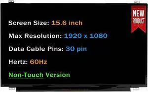 GBOLE 15.6" for MSI MS-16P7 FHD 1920 * 1080 30 pin LCD Replacement Non-Touch Screen Display Panel(with Tabs)