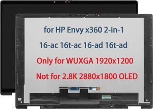 N86624-001 N86625-001 Touch Screen Replacement for HP Envy x360 2-in-1 16-ac 16t-ac 16-AC0013DX 16-ac0023dx 16-ac0033dx 16-ac0xxx 16-AC0010CA LCD Display Digitizer Assembly WUXGA 1920 x 1200