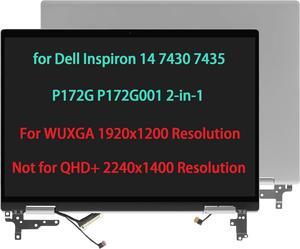 GBOLE 14" Touch Screen Replacement for Dell Inspiron 14 7430 7435 2-in-1 P172G P172G001 LCD Complete Full Top Display Hinge Up Assembly + Back Cover WUXGA 1920x1200 Silver