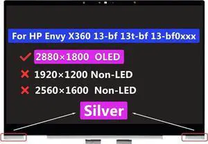 Screen Replacement for HP Envy x360 13-bf0797nr OLED Type 40 pin 2.8K 2880x1800 13.3" LCD Touch Digitizer Assembly Silver