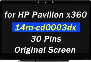 GBOLE Original Screen Replacement 14" for HP Pavilion x360 14-cd1042nr 14-cd1066nr 14-cd1075nr 14-cd1025cl 14-cd1021la 14-cd0013la 30 Pins (1920X1080) LCD Display Touch Assembly Bezel with