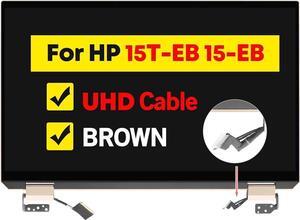 GBOLE 15.6" LCD Screen Replacement Full Top Complete Assembly for HP SPECTRE X360 15-eb0043dx L97634-001 UHD 3840 * 2160 Brown