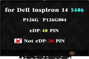 GBOLE Screen Replacement for Dell Inspiron 14 5406 P126G P126G004 LCD Touch Screen Display Digitizer Assembly with Touch Plate with Border 1920x1080 FHD 40Pin (not 30 pins)