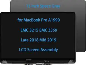 15" Screen Replacement for MacBook Pro A1990 EMC 3215 EMC 3359 Late 2018 Mid 2019 Retina LCD Display Assembly (Space Gray)