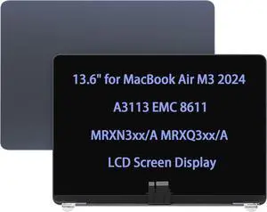 Screen Replacement 13.6" for MacBook Air M3 2024 A3113 EMC 8611 LCD Screen Display Complete Top Assembly MRXN3xx/A MRXQ3xx/A (Midnight/Blue)