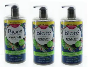 Biore Deep Pore Charcoal Facial Cleanser 11.45 fl oz 3 Pack