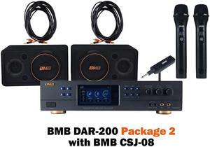 BMB DAR-200 Mixing Amplifier with BMB CSJ-08 Speakers and BMB WH-210 Wireless Microphone System Package 2