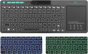 Rii RT518S Wireless and Bluetooth 2-LED Color Backlit Multimedia Keyboard with Multi-Touch Big Size Trackpad,Rechargable Keyboard