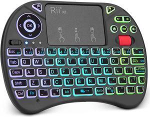 Rii X8 Mini Keyboard,2.4GHz Portable Wireless Keyboard with Touchpad Mouse,RGB Backlit,Rechargeable Battery for Android TV Box/Mac/PC/Nvidia Shield
