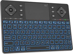 Rii Bluetooth Keyboard K16,Wireless Keyboard with Big Touch Pad, Rechargeable Keyboard with RGB Backlit,Multi-Device Compact Wireless Keyboard for iPad,Tablet,PC,Laptop,Windows,Android