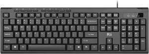 Rii RK907 Ultra-Slim Compact USB Wired Keyboard for Mac and PC,Windows 10/8 / 7 / Vista/XP (Black) (1PCS)