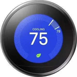 Google Nest 3rd Gen Learning Smart Wi-Fi App Control Thermostat - Mirror Black