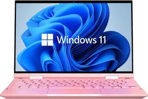 NVISEN 10.9 Inch Mini Laptop Intel N95 YOGA Touchscreens 16GB DDR5 256GB SSD HD Camera Backlit Keyboard 360° Fold Protable Tablet Laptop Pink 256 GB 16GB