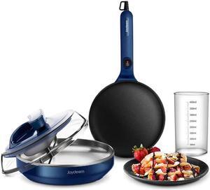 Joydeem Electric Crepe Maker, Non-Stick Pancake Maker Machine With Temperature Control Handle, 8 inch Blue, JD-9401B