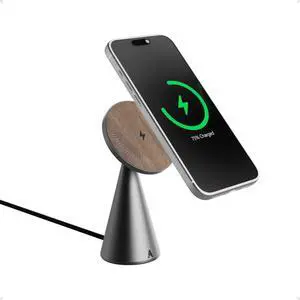 Loha Custom Black Walnut Wood and Aluminum Wireless Charger, Magnetic Charging Stand for iPhone, Compatible with MagSafe Loha Custom Black Walnut Wood and Aluminum Wireless Charger, Magnetic Charging Stand for iPhone, Compatible with MagSafe