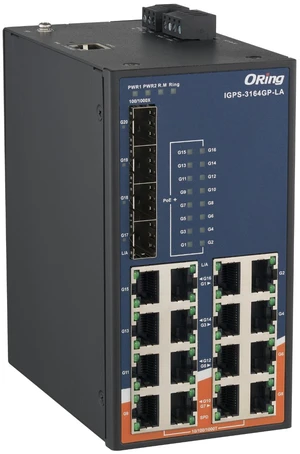 ORing IGPS-3164GP-LA 20-Port Gigabit Managed PoE Switch, 16 GE PoE+, 4 SFP Slots, IEEE802.3af/at, VLAN, QOS, LACP ORing IGPS-3164GP-LA 20-Port Gigabit Managed PoE Switch, 16 GE PoE+, 4 SFP Slots, IEEE802.3af/at, VLAN, QOS, LACP