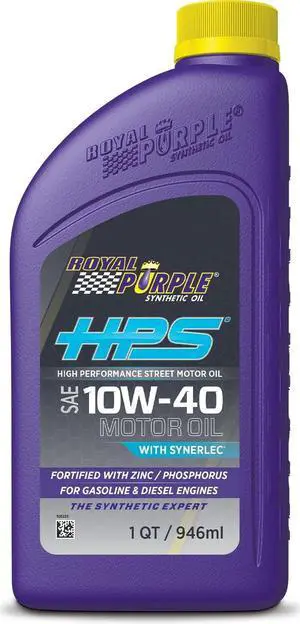 Royal Purple (36140-6PK HPS 10W-40 Synthetic Motor Oil with Synerlec Additive Technology - 1 Quart, (Case of 6)