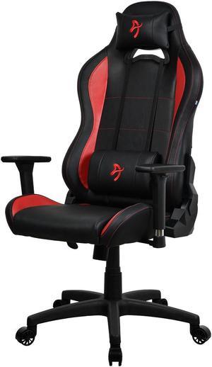 Arozzi Torretta Premium SoftPU Upholstery Fabric with Unique Velvety Texture Breathable Fluid-Repellant Ergonomic Design with 2 Supportive Pillows for Office and Gaming Chair - Black / Red