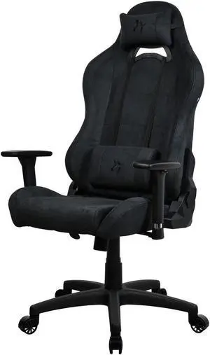 Arozzi Torretta Premium Supersoft Fabric Upholstery Fabric with Unique Velvety Texture Breathable Fluid-Repellant Ergonomic Design with 2 Supportive Pillows for Office and Gaming Chair - Pure Black