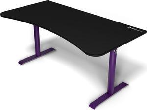 Arozzi Arena Ultrawide Curved Gaming and Office Desk with Full Surface Water Resistant and Washable Mouse Pad and 3 Custom Monitor Mount Cut Outs with Cable Management - Deep Purple