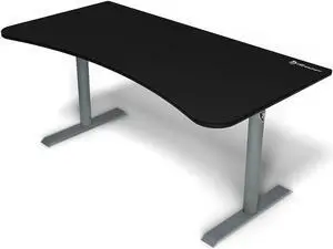 Arozzi Arena Ultrawide Curved Gaming and Office Desk with Full Surface Water Resistant and Washable Mouse Pad and 3 Custom Monitor Mount Cut Outs with Cable Management - Frozen Grey