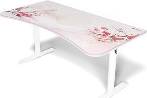 Arozzi Arena Ultrawide Curved Gaming and Office Desk with Full Surface Water Resistant and Washable Mouse Pad and 3 Custom Monitor Mount Cut Outs with Cable Management - Sakura