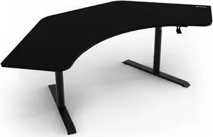 Arozzi Arena Ultrawide Curved Gaming and Office Desk with Full Surface Water Resistant and Washable Mouse Pad and 3 Custom Monitor Mount Cut Outs with Cable Management - Pure Black