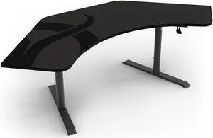 Arozzi Arena Ultrawide Curved Gaming and Office Desk with Full Surface Water Resistant and Washable Mouse Pad and 3 Custom Monitor Mount Cut Outs with Cable Management - Gunmetal
