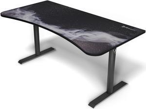 Arozzi Arena Ultrawide Curved Gaming and Office Desk with Full Surface Water Resistant and Washable Mouse Pad and 3 Custom Monitor Mount Cut Outs with Cable Management - Gunmetal Galaxy