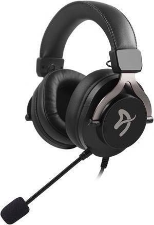 Arozzi Aria Gaming Headset with Detachable Microphone 50mm Drivers Microphone Mute Button Volume Control Aluminum Frame and 7.25 ft Braided Cable - Black