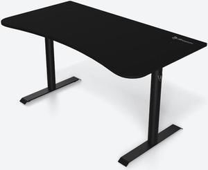 Arozzi Arena Medium Curved Gaming and Office Desk with Full Surface Water Resistant and Washable Mouse Pad, 2 Monitor Mount Cut-Outs, and Built-In Cable Management - Pure Black
